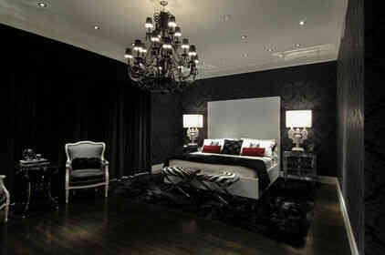 giấy dán tường màu đen, phòng ngủ màu đen