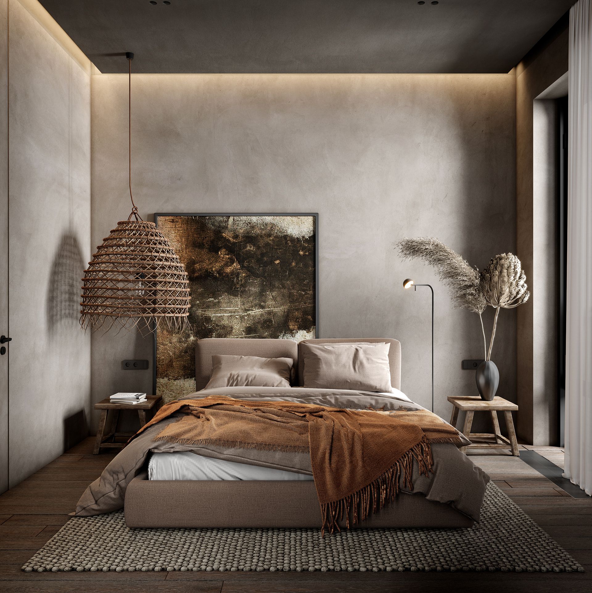 Phong cách nội thất Wabi Sabi phòng ngủ