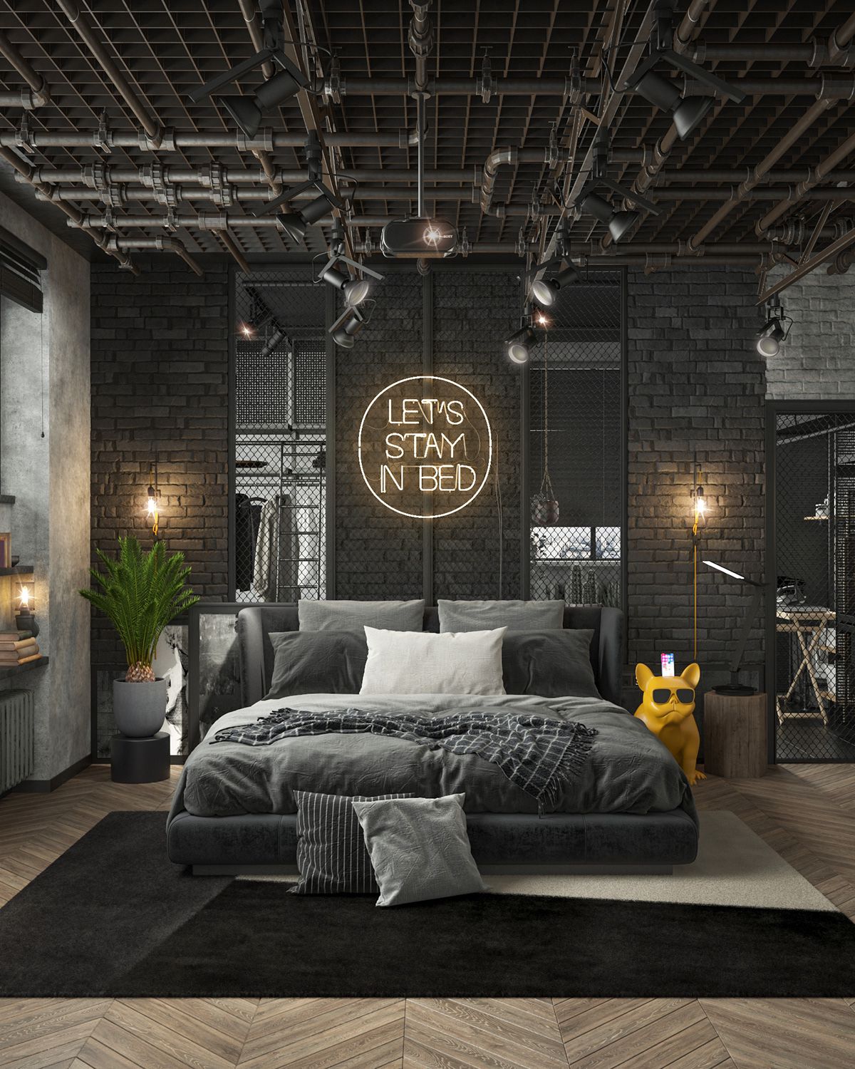 Phong cách nội thất Industrial cho phòng ngủ