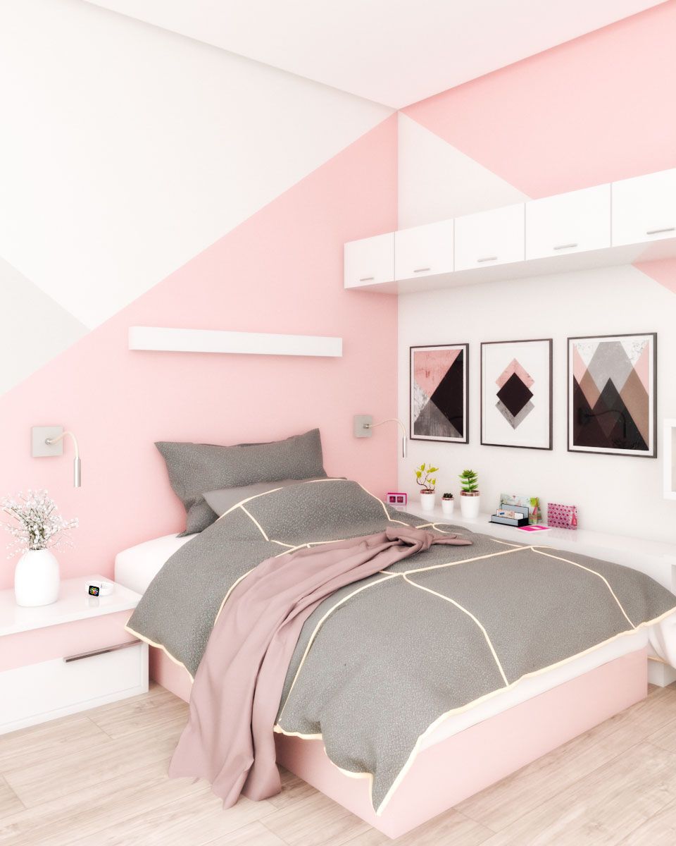 Thiết kế phòng ngủ đẹp cho nữ màu hồng mơ mộng