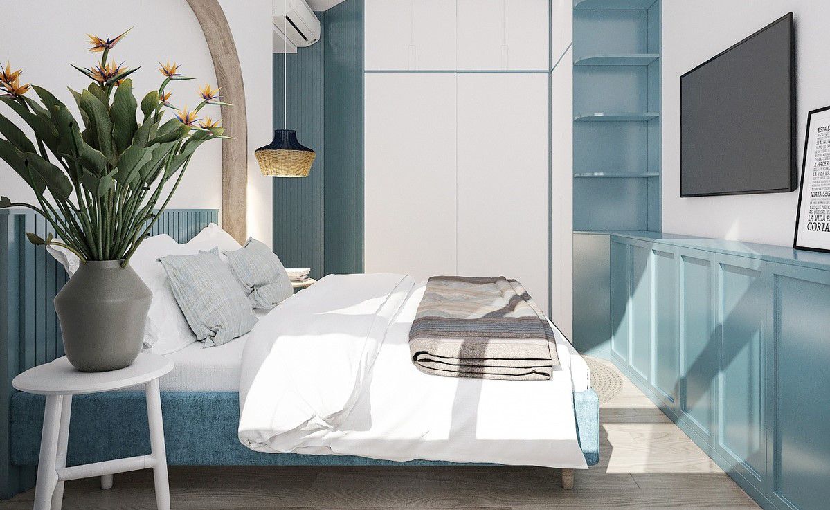 Thiết kế phòng ngủ đẹp cho nữ màu xanh nhẹ nhàng