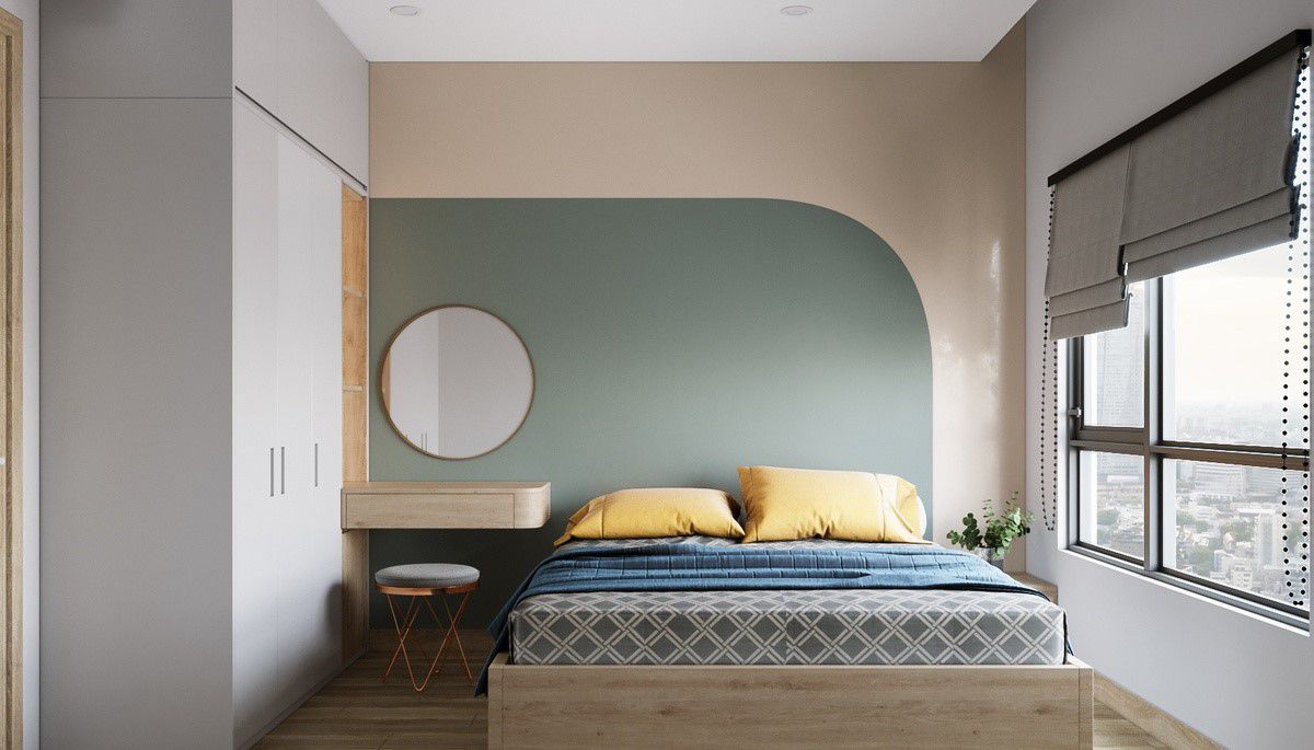 Thiết kế phòng ngủ đẹp cho nữ phong cách color block