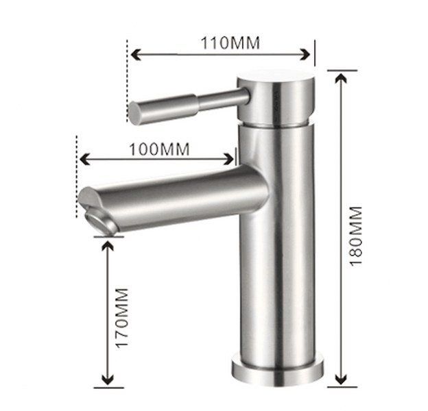 Vòi Lavabo Lạnh Ống Điếu Tròn Inox304 CK-720L (20cm)